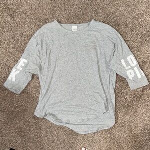 Gray PINK Logo Long Sleeve Shirt